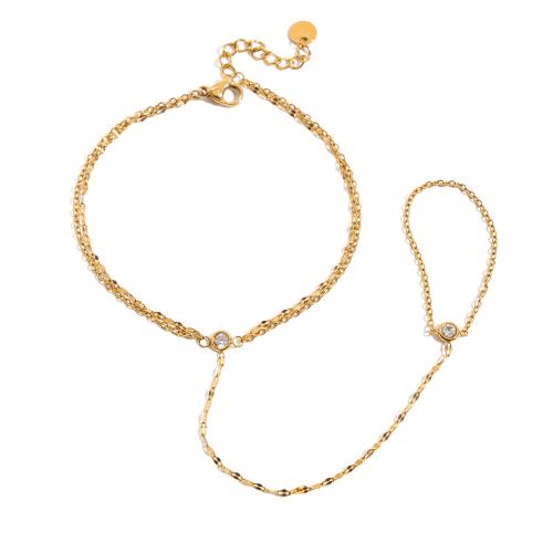 Stainless Steel Jewelry Bracelet, 304 Stainless Steel, plated, different styles for choice & for woman & with rhinestone, golden, Sold By PC