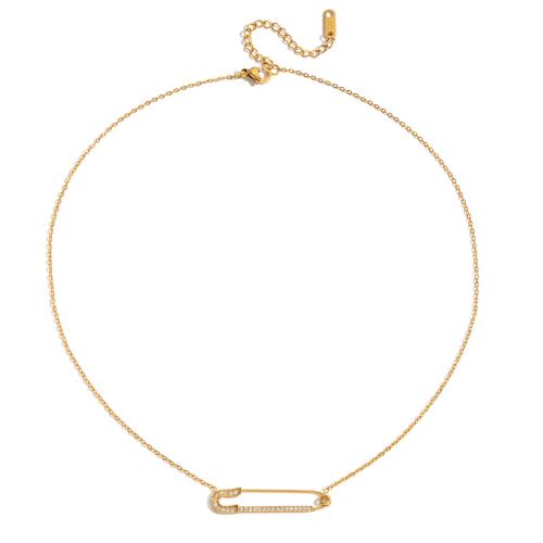Stainless Steel Jewelry Necklace, 304 Stainless Steel, Vacuum Ion Plating, different styles for choice & for woman & with rhinestone, golden, Sold By PC