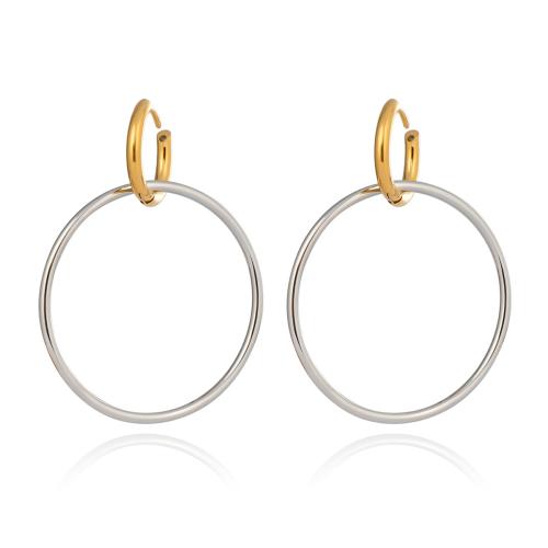 Stainless Steel Drop Earring, 304 Stainless Steel, plated, for woman & two tone & hollow, Sold By Pair