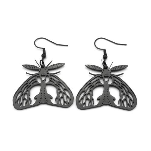 Нержавеющая сталь падение Серьги, Нержавеющая сталь 304, Другое покрытие, ювелирные изделия моды & Женский & отверстие, черный, продается Пара