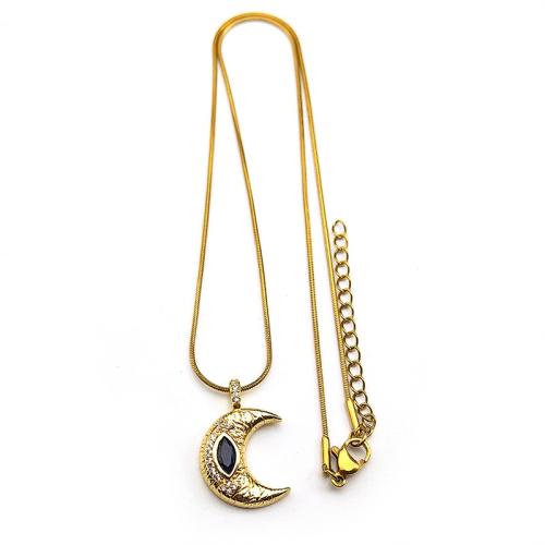 Cubic Zircon Micro Pave Brass Necklace, with 304 Stainless Steel Chain, 18K gold plated, fashion jewelry & micro pave cubic zirconia & for woman, Sold By PC