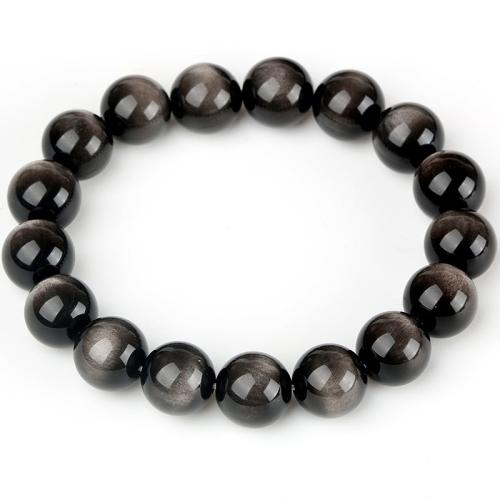Gemstone Bracelets, Silver Obsidian, fashion jewelry, mixed colors, Length:19 cm, Sold By PC