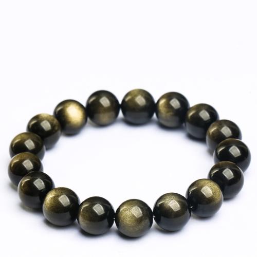 Gemstone Bracelets, Gold Obsidian, fashion jewelry, mixed colors, Length:19 cm, Sold By PC