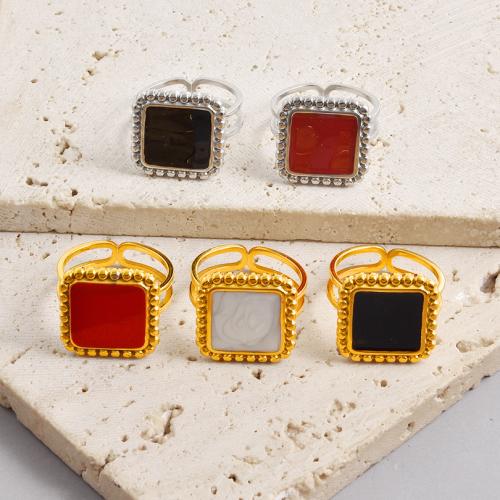 Enamel Stainless Steel Finger Ring, 304 Stainless Steel, plated, fashion jewelry, more colors for choice, Sold By PC