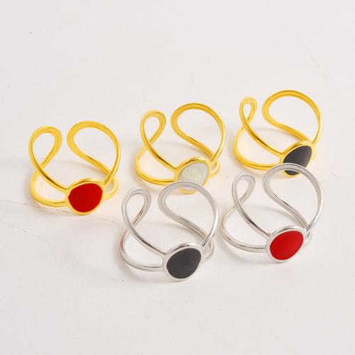 Enamel Stainless Steel Finger Ring, 304 Stainless Steel, plated, fashion jewelry, more colors for choice, Sold By PC