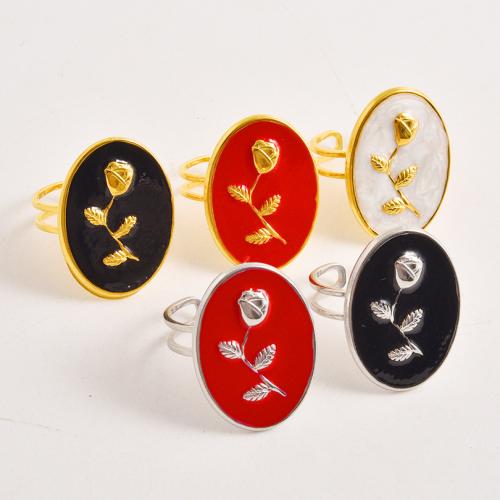 Enamel Stainless Steel Finger Ring, 304 Stainless Steel, plated, fashion jewelry, more colors for choice, 26mm, Sold By PC