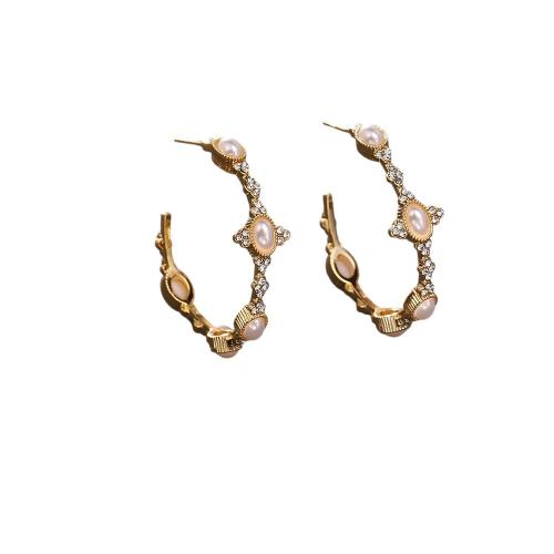 Cubic Zirconia Micro Pave Brass Earring, with Plastic Pearl, plated, fashion jewelry & different materials for choice & micro pave cubic zirconia & for woman, Sold By Pair