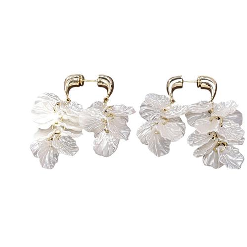Shell Earrings, Brass, with Shell, real gold plated, fashion jewelry & for woman, Sold By Pair