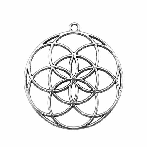 Tibetan Style Hollow Pendants, Round, plated, DIY, 48x44mm, Sold By Pair