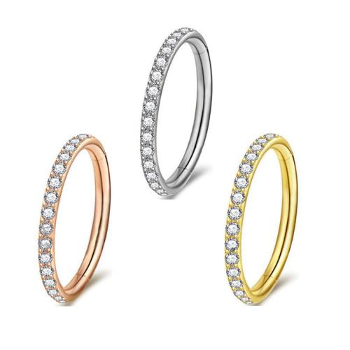 316L Stainless Steel Nose Piercing Jewelry, plated, Unisex & different size for choice & micro pave cubic zirconia, more colors for choice, Sold By PC