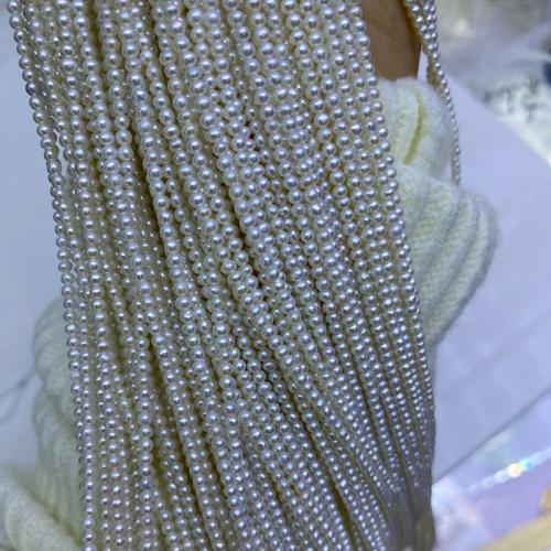 Natural Freshwater Pearl Loose Beads, Slightly Round, DIY, white, 2-2.5mm, Sold Per 40 cm Strand