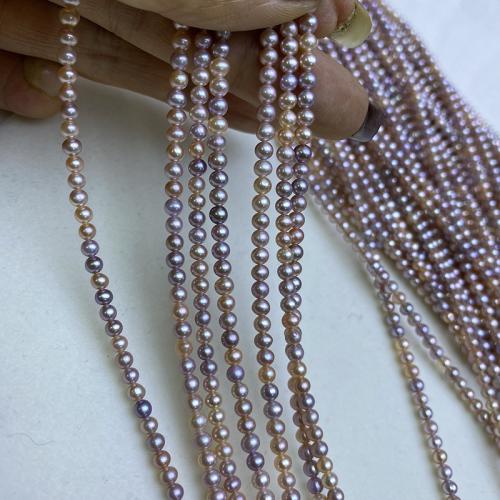Natural Freshwater Pearl Loose Beads, Slightly Round, DIY, more colors for choice, 3-4mm, Sold By Strand