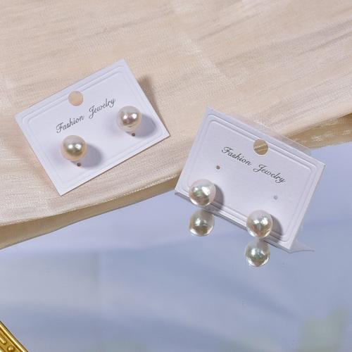 Freshwater Pearl Earrings, 925 Sterling Silver, with Freshwater Pearl, Slightly Round, fashion jewelry, more colors for choice, 9-10mm, Sold By Pair