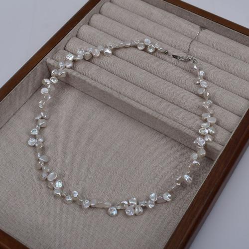 Natural Freshwater Pearl Necklace, Baroque, plated, fashion jewelry, more colors for choice, 5-6mm, Sold By Strand