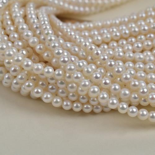 Cultured Round Freshwater Pearl Beads, Slightly Round, DIY, white, 3.5-5mm, Sold Per 39 cm Strand