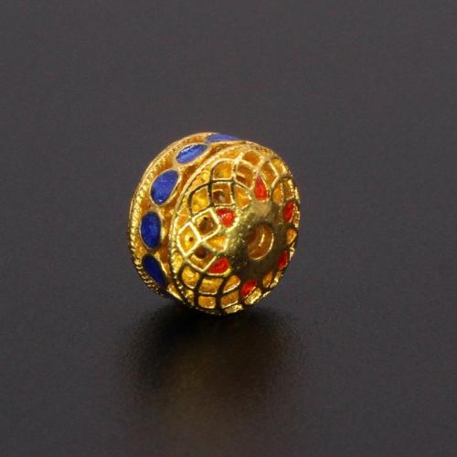 Tibetan Style Spacer Beads, gold color plated, DIY & enamel & hollow, more colors for choice, 10PCs/Bag, Sold By Bag