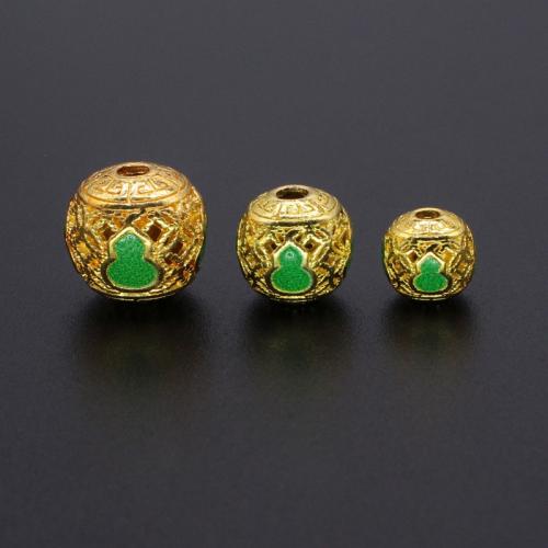 Tibetan Style Spacer Beads, gold color plated, DIY & enamel & hollow, more colors for choice, 10PCs/Bag, Sold By Bag
