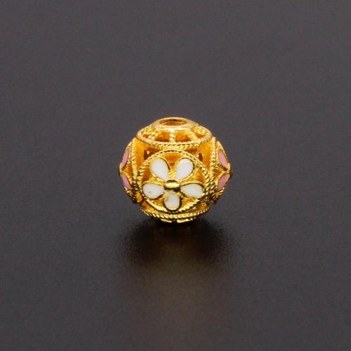 Tibetan Style Spacer Beads, gold color plated, DIY & enamel & hollow, more colors for choice, 10PCs/Bag, Sold By Bag