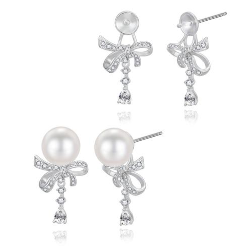 925 Gota de plata esterlina & Pendientes colgantes, plata de ley 925, con Shell Pearl, chapado en color dorado, Joyería & micro arcilla de zirconia cúbica, plateado, Vendido por UD