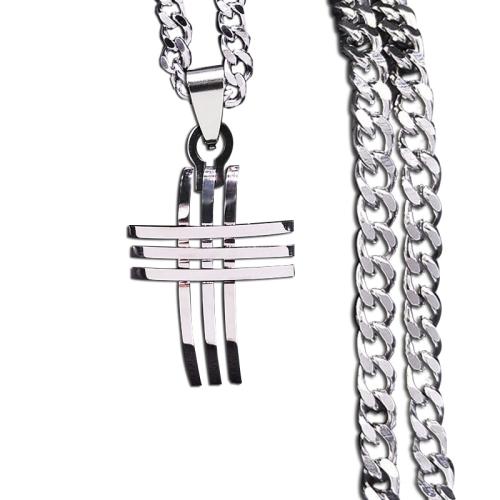 Ожерелье из нержавеющей стали , Нержавеющая сталь 304, Другое покрытие, ювелирные изделия моды & Мужская & отверстие, серебряный, продается PC