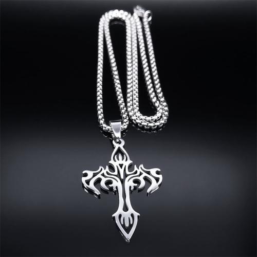 Ожерелье из нержавеющей стали , Нержавеющая сталь 304, полированный, ювелирные изделия моды & Мужский & отверстие, серебряный, продается PC