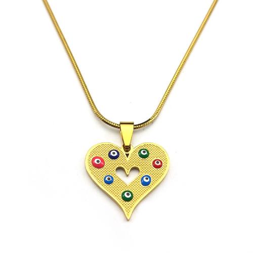 Stainless Steel Jewelry Necklace, 304 Stainless Steel, plated, for woman & enamel & hollow, more colors for choice, Sold By PC