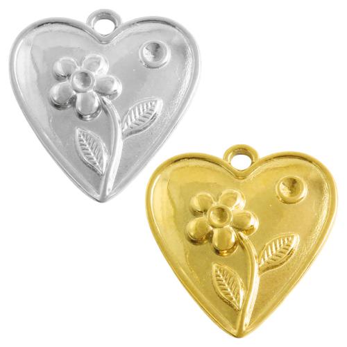 Stainless Steel Flower Pendant, 304 Stainless Steel, Heart, plated, DIY, more colors for choice, 10PCs/Bag, Sold By Bag