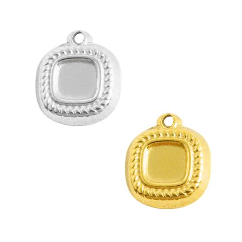 Edelstahl Anhänger Einstellung, 304 Edelstahl, Quadrat, plattiert, DIY, keine, 10PCs/Tasche, verkauft von Tasche