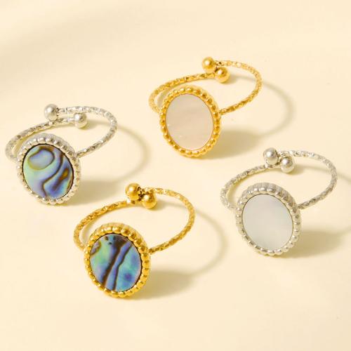Shell Finger Rings, 304 Stainless Steel, with Shell, plated, fashion jewelry, more colors for choice, Sold By PC