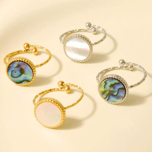 Shell Finger Rings, 304 Stainless Steel, with Shell, plated, fashion jewelry, more colors for choice, Sold By PC
