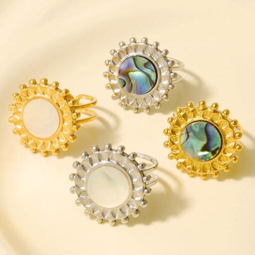 Shell Finger Rings, 304 Stainless Steel, with Shell, plated, fashion jewelry, more colors for choice, 20.30mm, Sold By PC