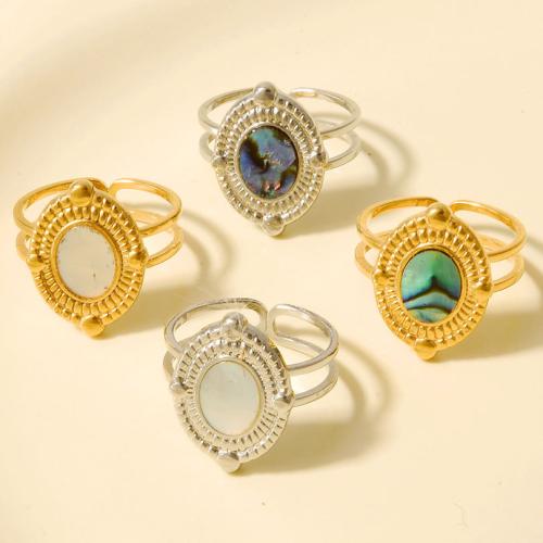 Shell Finger Rings, 304 Stainless Steel, plated, fashion jewelry, more colors for choice, 18mm, Sold By PC