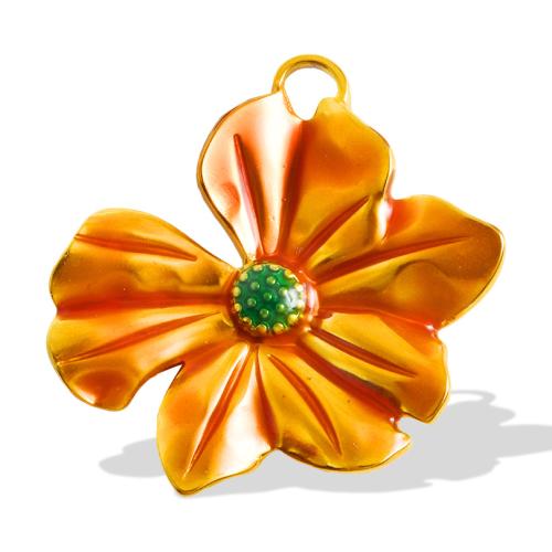 Stainless Steel Flower Pendant, 304 Stainless Steel, plated, DIY & enamel, mixed colors, 10PCs/Bag, Sold By Bag