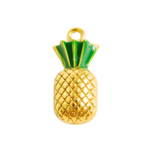 Stainless Steel Pendants, 304 Stainless Steel, Pineapple, plated, DIY & enamel, mixed colors, 10PCs/Bag, Sold By Bag