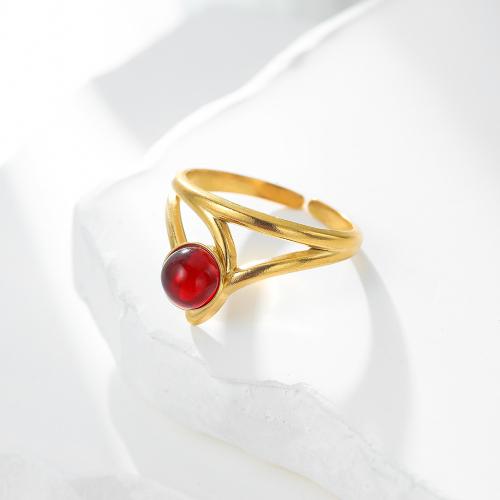 Stainless Steel Finger Ring, 304 Stainless Steel, with Plastic, Vacuum Plating, different materials for choice & for woman & hollow, golden, Sold By PC