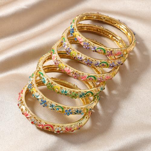 Tibetan Style Bangle, gold color plated, fashion jewelry & enamel & with rhinestone, more colors for choice, Sold By PC