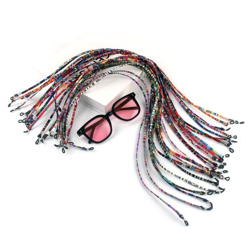 Poliéster y algodón Gafas Cuerda antideslizante, chapado en color dorado, Bricolaje, más colores para la opción, 700x3x3mm, 2PCs/Bolsa, Vendido por Bolsa