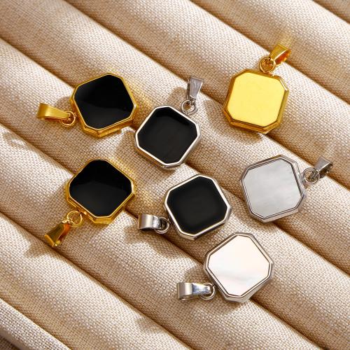 Stainless Steel Pendants, 304 Stainless Steel, with Black Shell, gold color plated, DIY & enamel, more colors for choice, Sold By PC