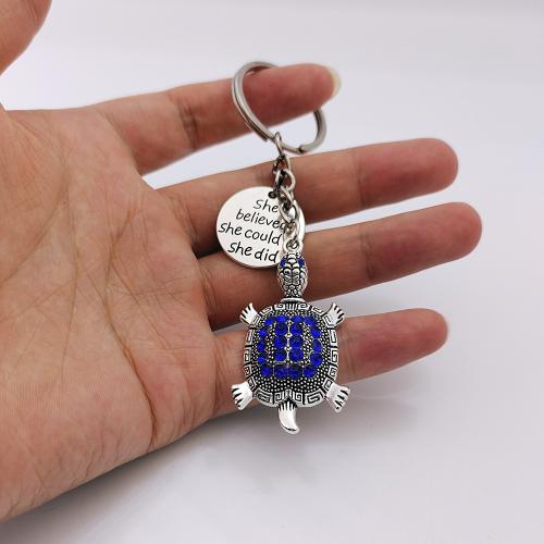 Bag Purse Charms Keyrings Keychains, Tibetan Style, with Sapphire​, gold color plated, fashion jewelry, more colors for choice, 100x370x10mm, Sold By PC