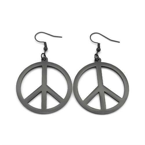 Stainless Steel Drop Earring, 304 Stainless Steel, Round, plated, fashion jewelry & for woman & hollow, black, Sold By Pair