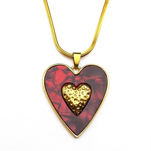 Stainless Steel Jewelry Necklace, 304 Stainless Steel, with Acrylic, gold color plated, fashion jewelry & for woman, more colors for choice, Sold By PC