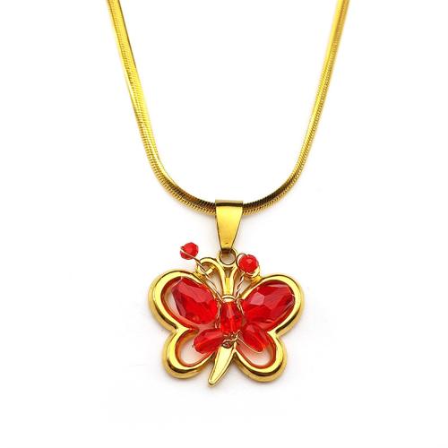 Stainless Steel Jewelry Necklace, 304 Stainless Steel, with Crystal, gold color plated, fashion jewelry & for woman & hollow, more colors for choice, Sold By PC