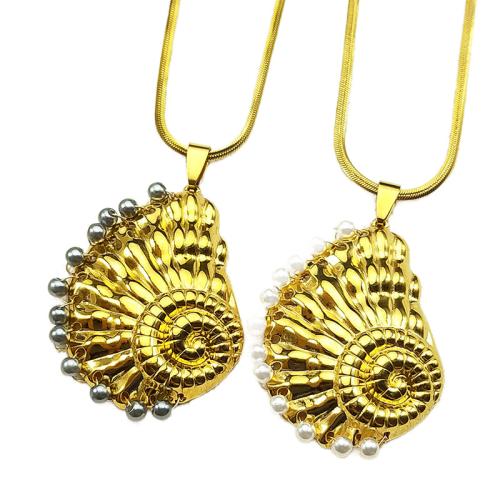 Stainless Steel Jewelry Necklace, 304 Stainless Steel, with Plastic Pearl, gold color plated, fashion jewelry & for woman, more colors for choice, Sold By PC