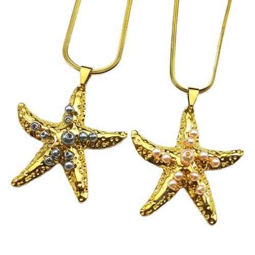 Stainless Steel Jewelry Necklace, 304 Stainless Steel, with Plastic Pearl, 18K gold plated, fashion jewelry & for woman, more colors for choice, Sold By PC