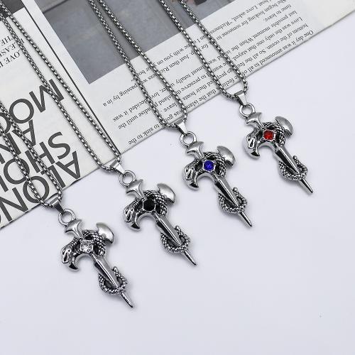 Tibetan Style Sweater Chain Necklace, Cross, gold color plated, fashion jewelry & with rhinestone, more colors for choice, Sold By PC