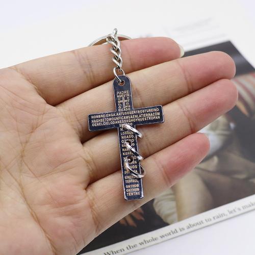 Bag Purse Charms Keyrings Keychains, Tibetan Style, Cross, gold color plated, fashion jewelry, black, Sold By PC