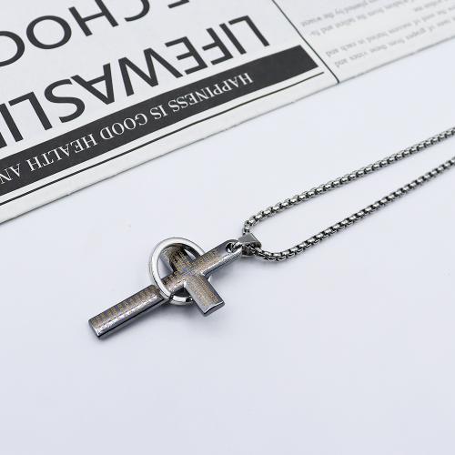 Tibetan Style Sweater Chain Necklace, Cross, gold color plated, fashion jewelry, silver color, Sold By PC