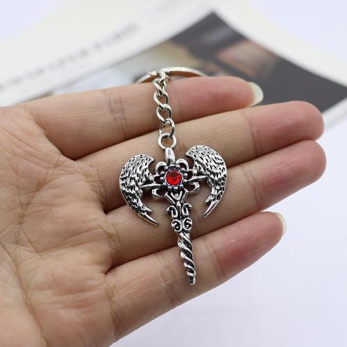 Bag Purse Charms Keyrings Keychains, Tibetan Style, Cross, gold color plated, fashion jewelry & with rhinestone, more colors for choice, Sold By PC