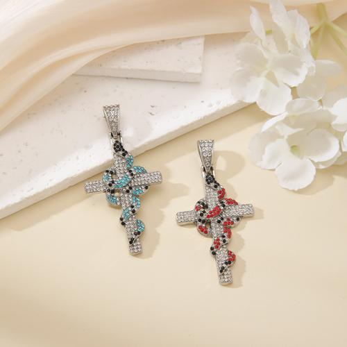 Tibetan Style Cross Pendants, gold color plated, DIY & with rhinestone, more colors for choice, Sold By PC