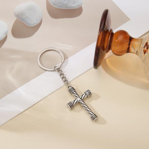 Bag Purse Charms Keyrings Keychains, Tibetan Style, Cross, gold color plated, fashion jewelry, silver color, Sold By PC